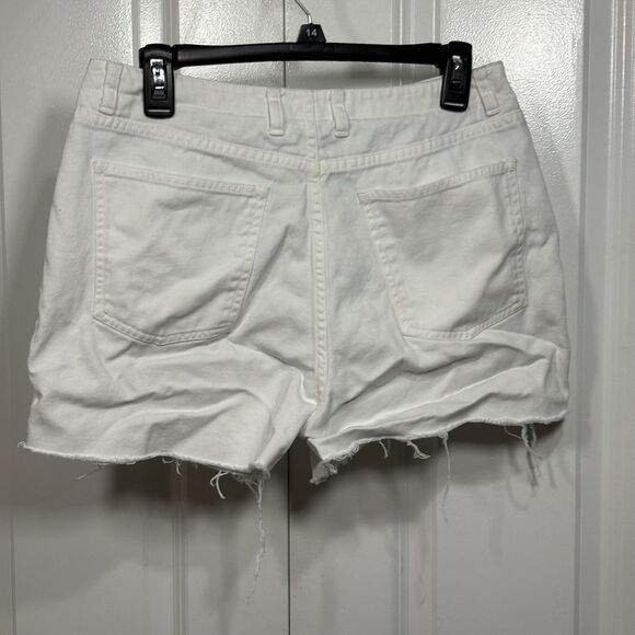 Talbots Denim Shorts Women 10 White High Rise Frayed Hem Casual Classic Summer - Picture 3 of 9